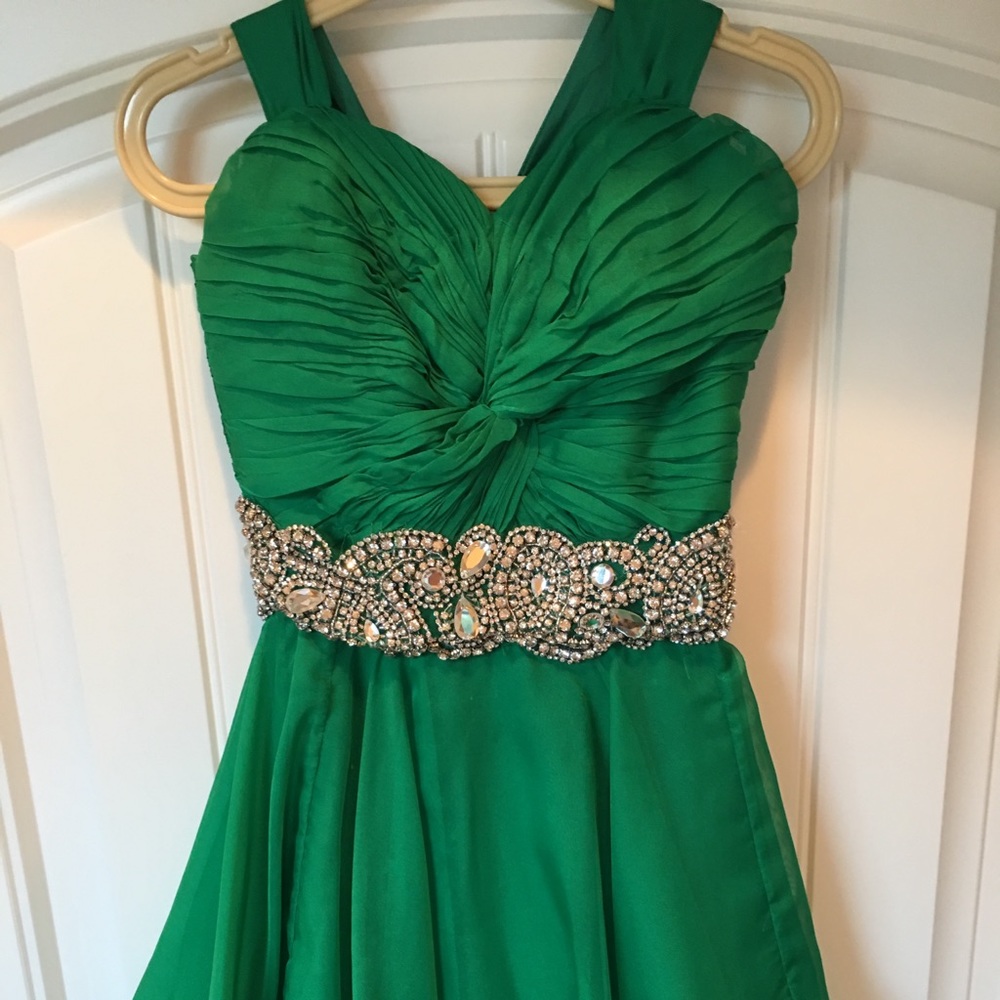 Little girls green cocktail dress